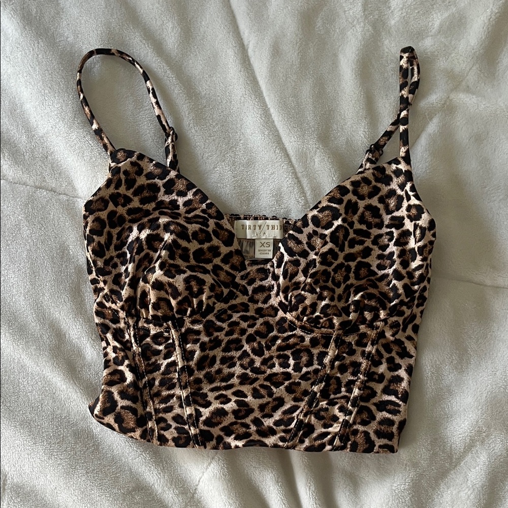 Brown and Black Leopard Print Cropped Camisole
